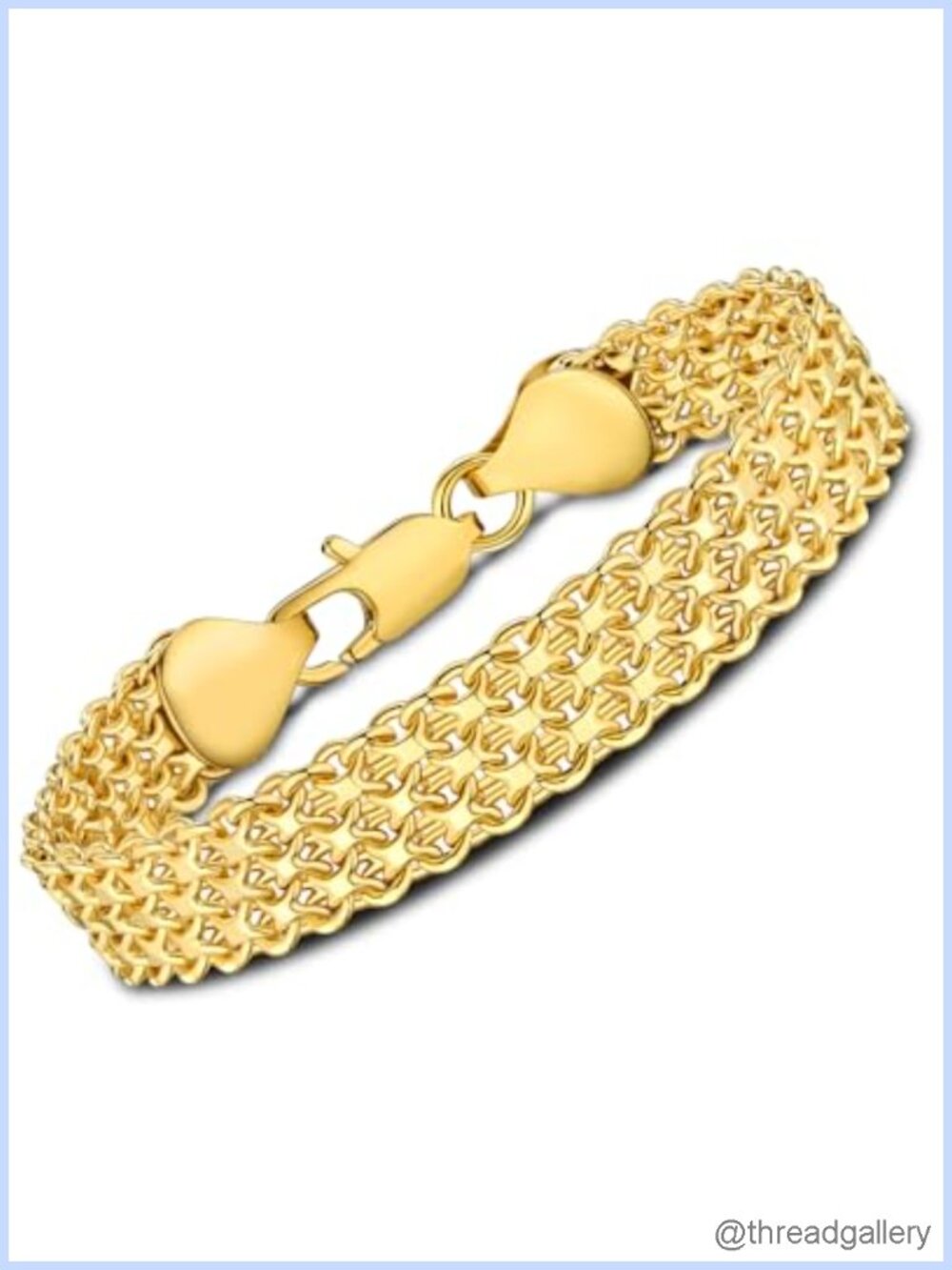 14K Gold Plated Mesh Chain Link Bracelet for Women Elegant Gift